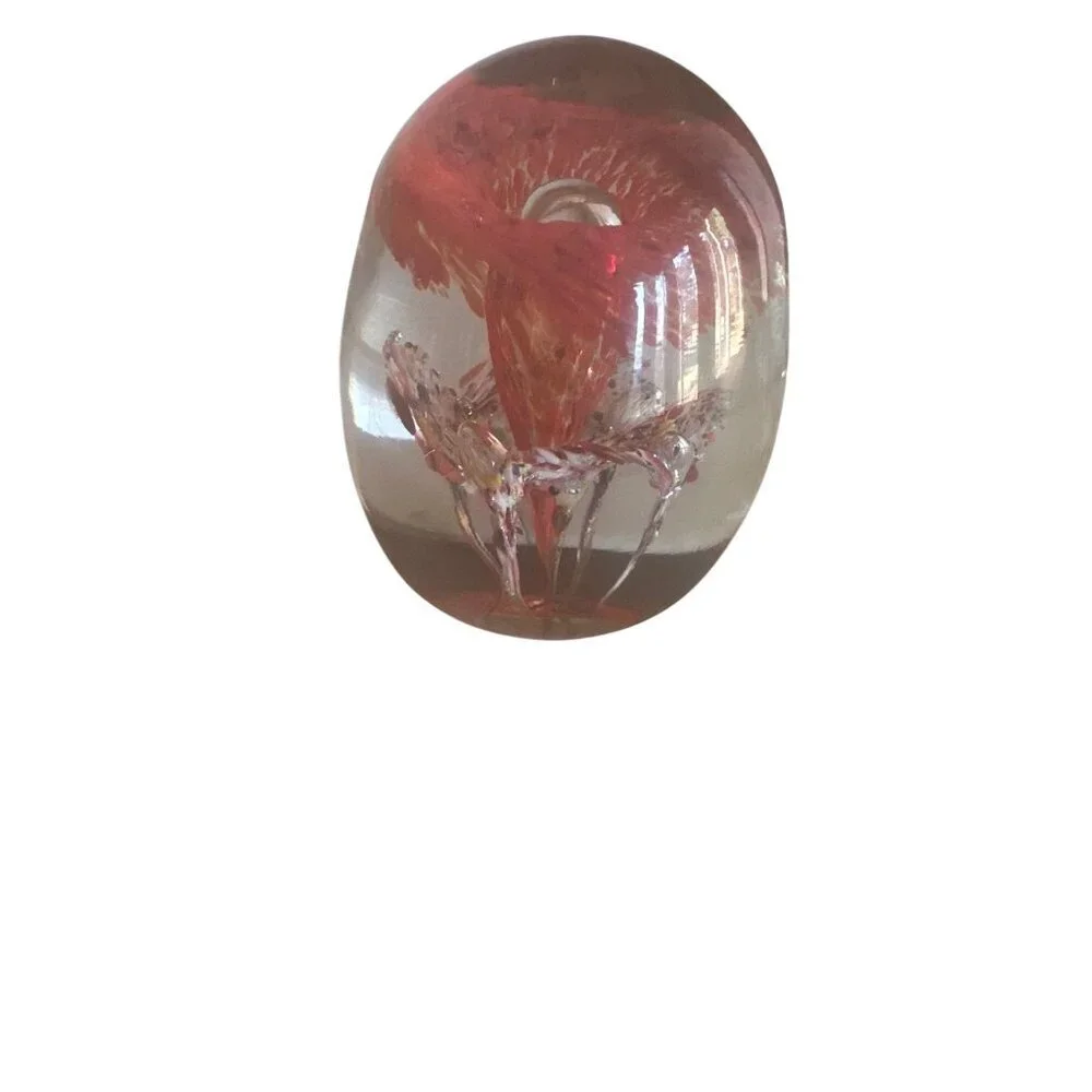 Handcrafted Glass‎ Jellyfish Paperweight Sculpture